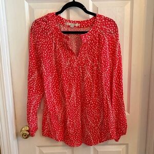 Boden Women’s 6 Red and White loose fitting Patterned Blouse top